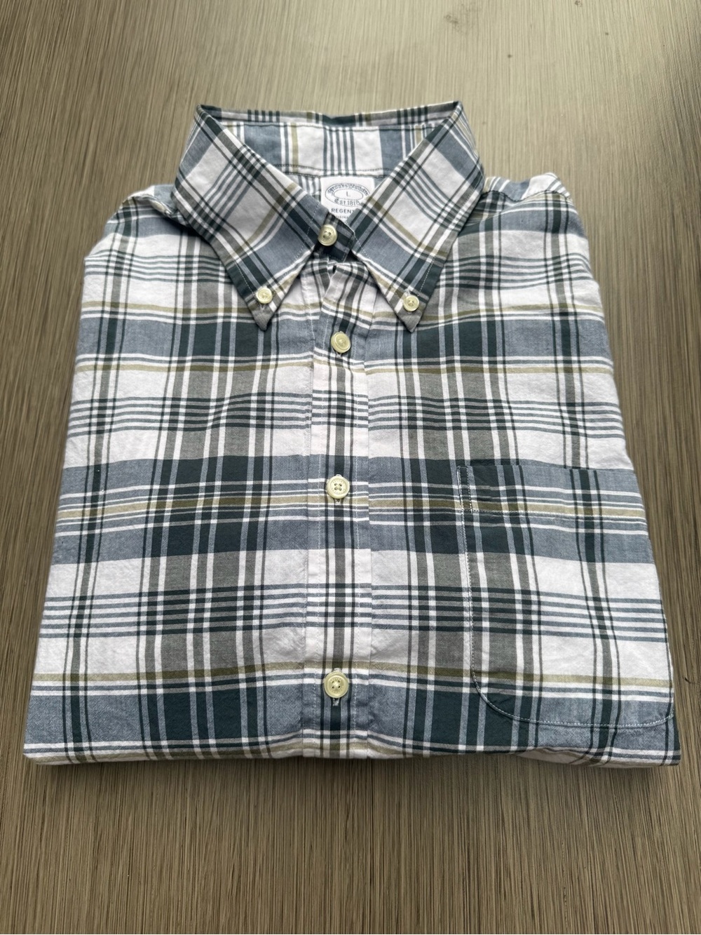 Brooks Brothers Regent Fit Navy Madras Sport Shirt - Button Down